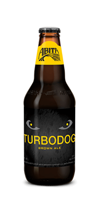 Abita Brewing Co's {"id":29,"brewery_id":3,"name":"Turbodog","image":"turbodog.png","slug":"abita-brewing-co\/turbodog","calories":168,"abv":"5.6","ibu":28,"type":"Ale","style":"Brown Ale","description":"Turbodog\u00ae is a dark brown ale brewed with pale, caramel, and chocolate malts and Willamette hops. This combination gives Turbodog\u00ae its rich body and color and a sweet chocolate, toffee-like flavor. Turbodog\u00ae began as a specialty ale, but has gained a huge, loyal following and has become one of our flagship brews. This ale pairs well with most meats and is great served with hamburgers or sausages. It is a good match with smoked fish and can even stand up to wild-game dishes. Turbodog\u00ae is also great for marinating and braising meats and cooking such things as cabbage and greens. Colby, Gloucester, Cheddar and blue cheeses go nicely with Turbodog\u00ae. It\u2019s perfect with spicy Louisiana jambalaya or Spanish paella. Some even like it paired with chocolate!","available":"All Year","created_at":null,"updated_at":null}