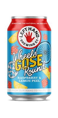 Left Hand Brewing Company's {"id":251,"brewery_id":52,"name":"Wheels Gose Round","image":"wheels-gose-round.png","slug":"left-hand-brewing-company\/wheels-gose-round","calories":null,"abv":"4.4","ibu":14,"type":"Ale","style":"Gose","description":"Refreshingly tart & crisp ale with raspberry, a twist of lemon & a hint of salt. Enjoy this tart ale brewed to raise awareness for Multiple Sclerosis, a disease millions of people around the world fight today. Since 2008, Team Left Hand has been raising funds through Bike MS rides to help people with MS lead their best lives. With this beer, we invite you to join us.","available":"All Year","created_at":null,"updated_at":null}