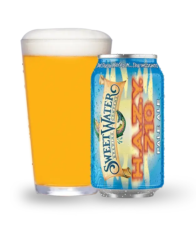 SweetWater Brewing Co's {"id":427,"brewery_id":103,"name":"Hazy 710","image":"hazy-710.webp","slug":"sweetwater-brewing-co\/hazy-710","calories":null,"abv":"5.4","ibu":35,"type":"Ale","style":"Hazy IPA","description":"With an infusion of the INCOGNITO\u00ae hop innovation to deliver a highly assertive tropical fruit and piney hop chop, this tasty & aromatic state-of-the-art pale ale won\u2019t be kept under wraps long as your new go-to undercover lover.","available":"All Year","created_at":null,"updated_at":null}